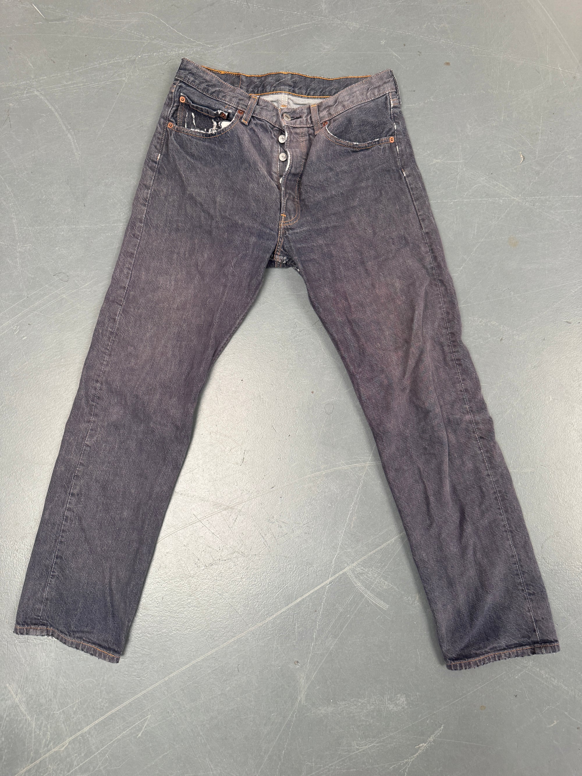 Mens Levis 501 Regular Fit Vintage Jean - W 29 L 30 - Slate Grey