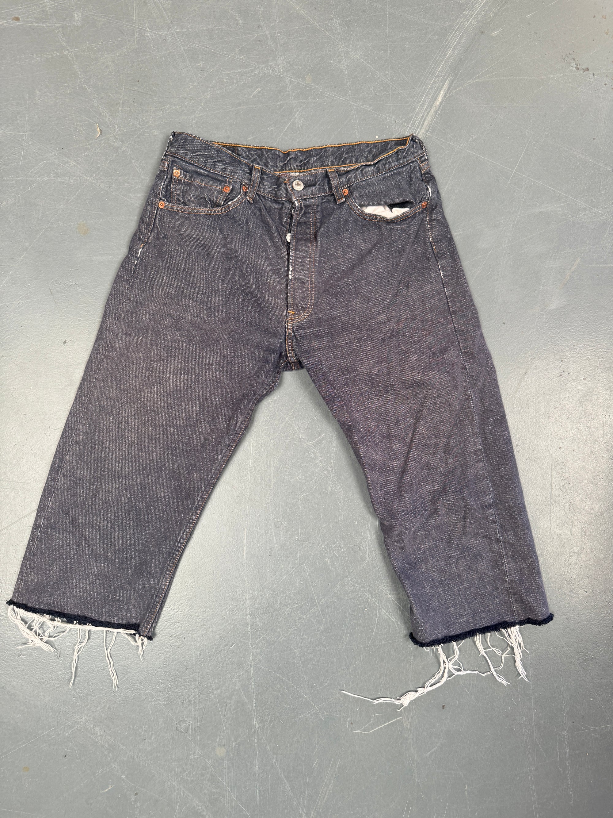 Mens Levis 501 Regular Fit Vintage Denim Short - W 28 - Slate Grey SL391