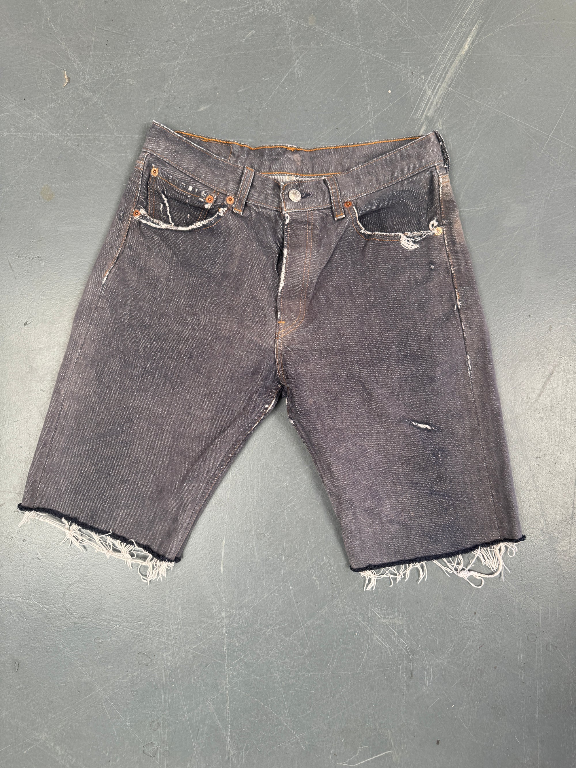 Mens Levis 501 Regular Fit Vintage Denim Short - W 28 - Slate Grey SL393