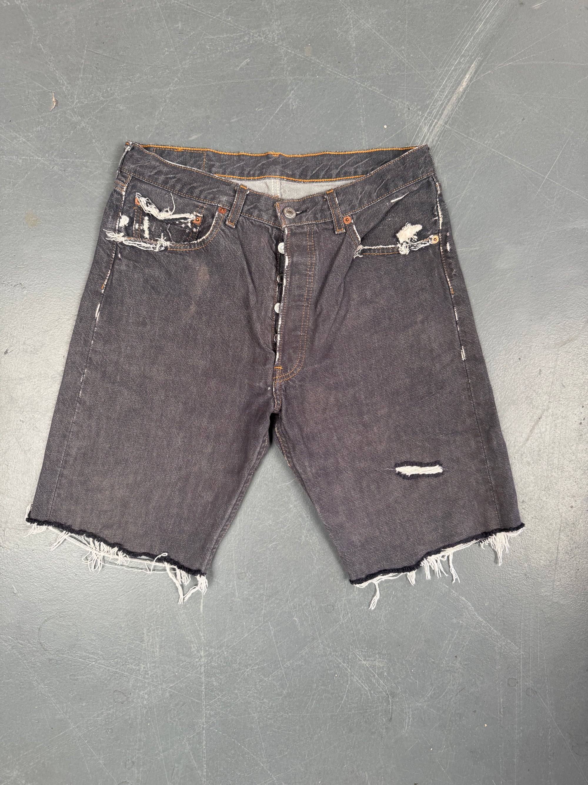 Mens Levis 501 Regular Fit Vintage Denim Short - W 28 - Slate Grey SL398