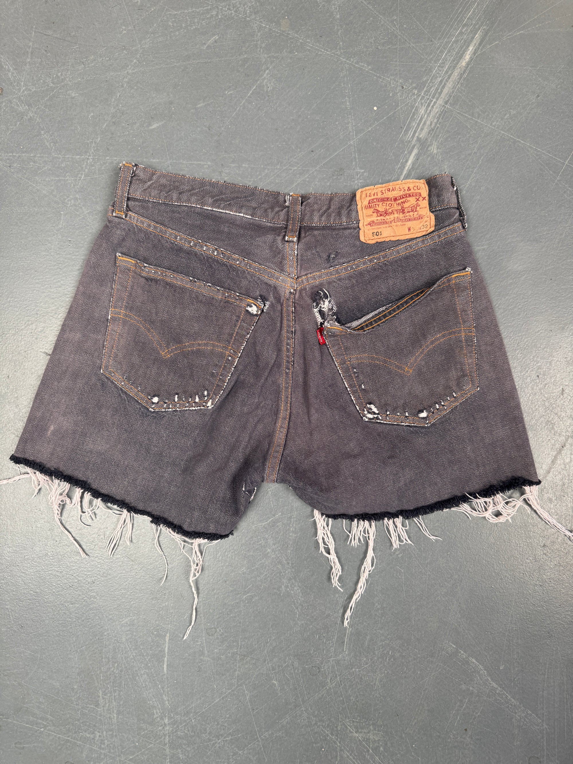 Mens Levis 501 Regular Fit Vintage Denim Short - W 28 - Slate Grey SL402