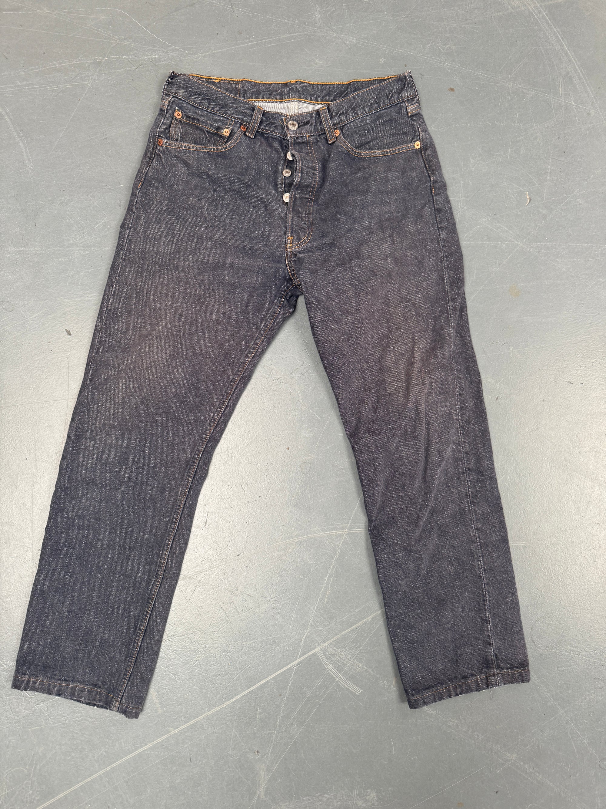 Mens Levis 501 Regular Fit Vintage Jean - W 28 L 27 - Slate Grey