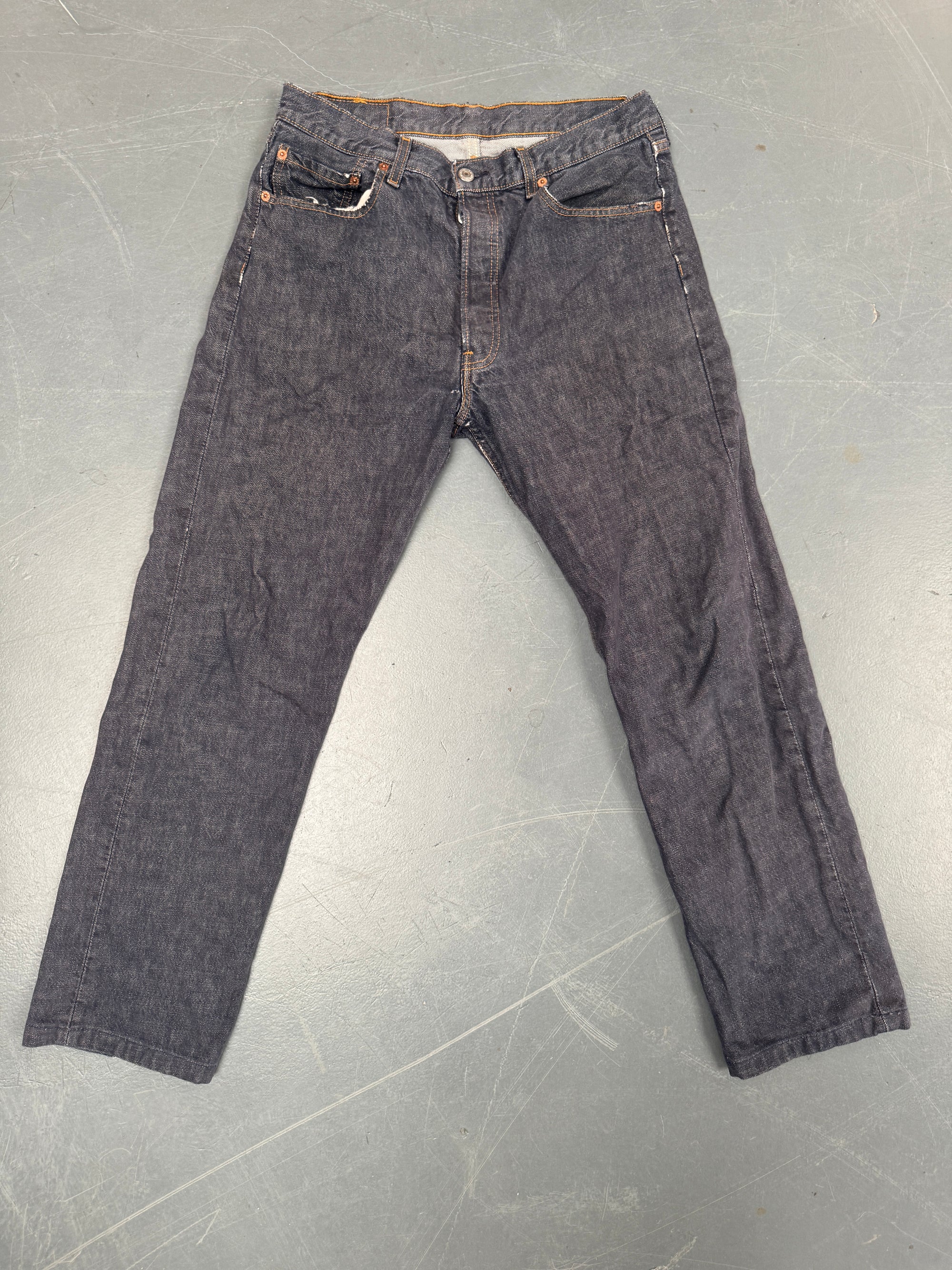 Mens Levis 501 Regular Fit Vintage Jean - W 30 L 28 - Slate Grey