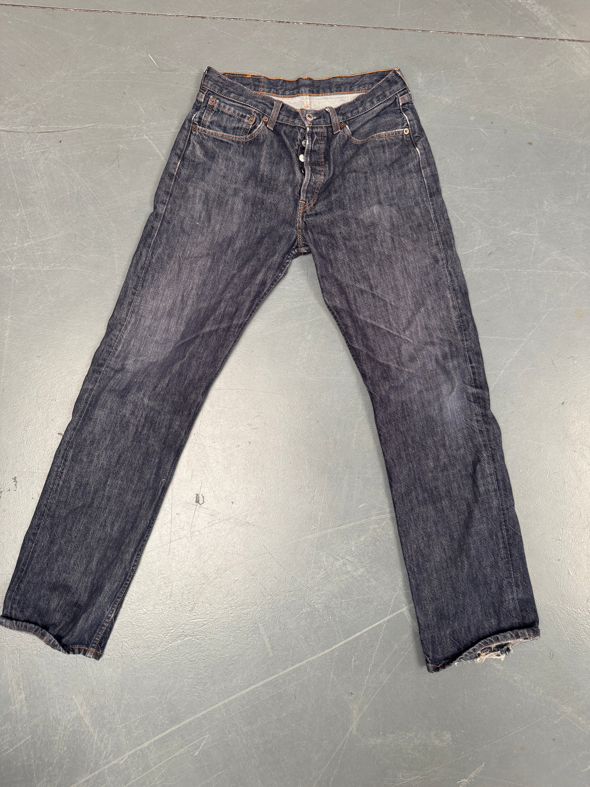 Mens Levis 501 Regular Fit Vintage Jean - W 28 L 33 - Slate Grey