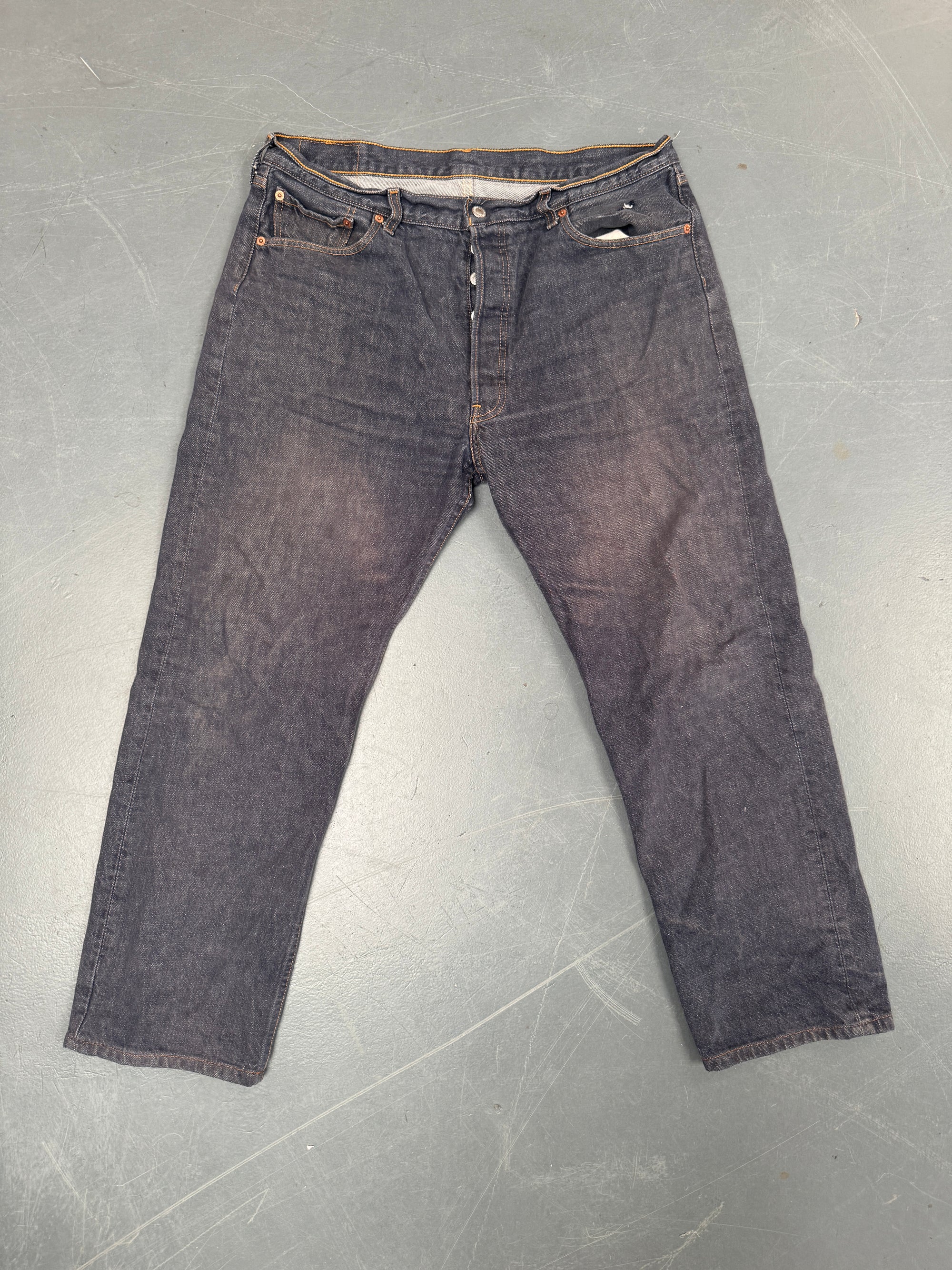 Mens Levis 501 Regular Fit Vintage Jean - W 34 L 28 - Slate Grey