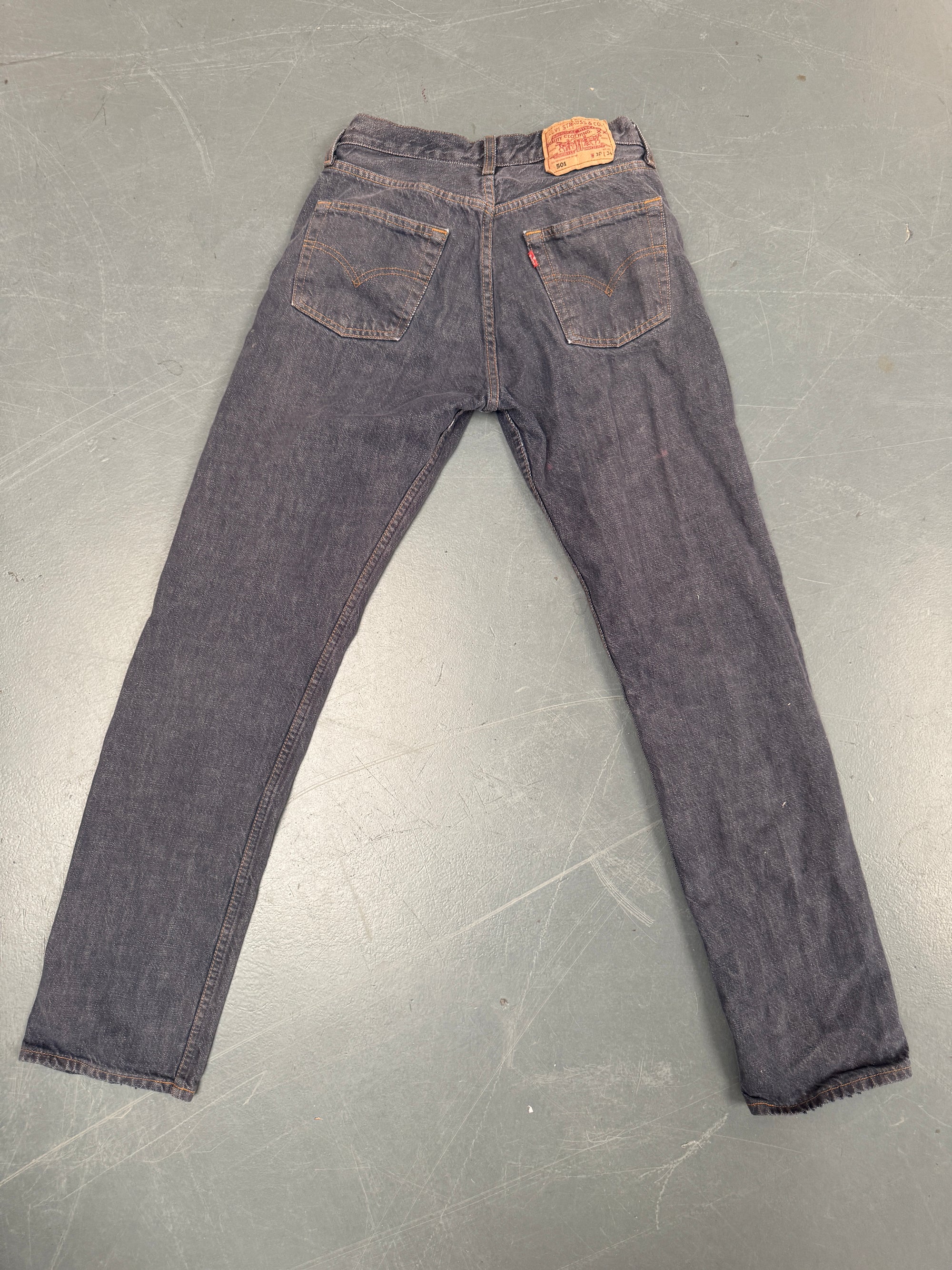 Mens Levis 501 Regular Fit Vintage Jean - W 26 L 32 - Slate Grey
